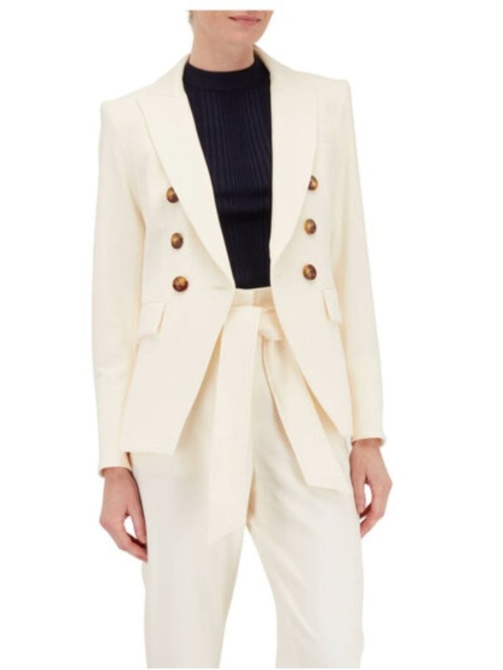 VERONICA BEARD Miller Ecru Double-Breasted Dickey Jacket Blazer Size 2